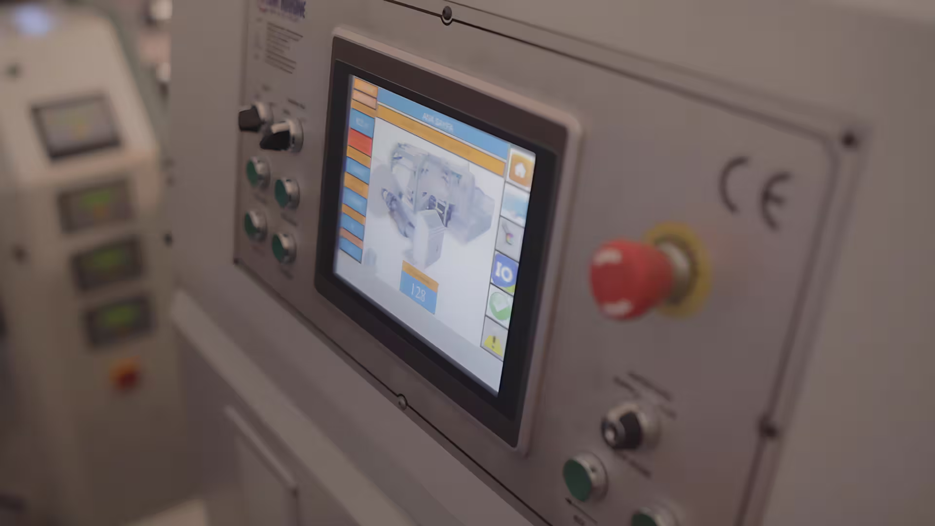 Touchscreen display of paper sheeter machine