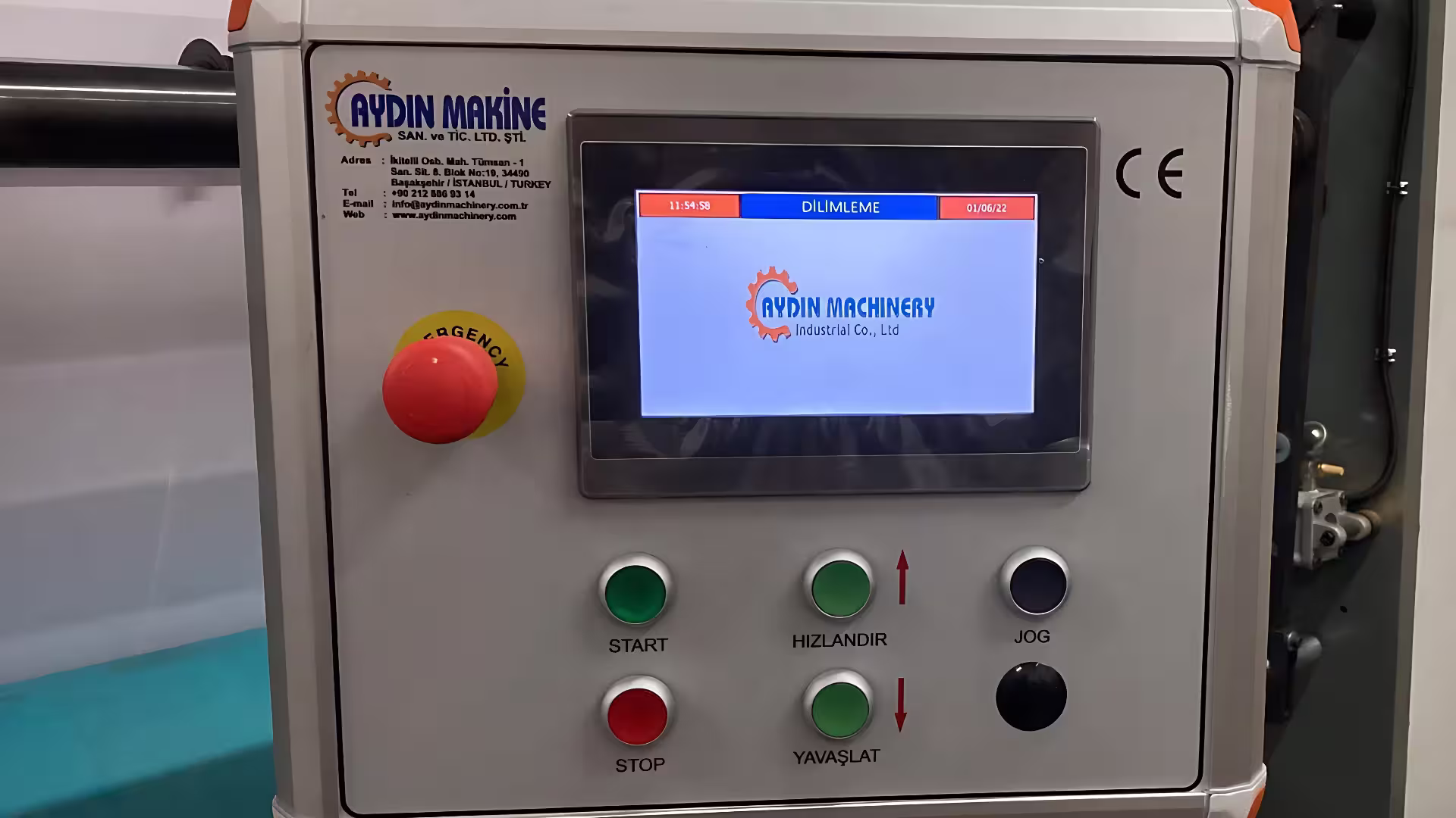 Bobin dilimleme makinesinin dokunmatik ekranı