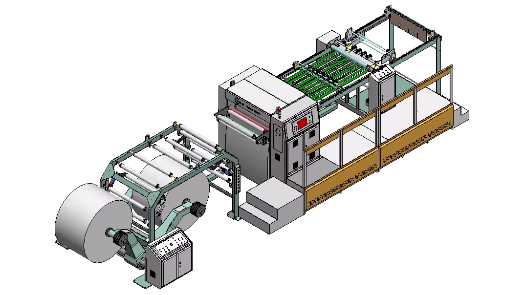 3D view of two rolls paper sheeter machine component